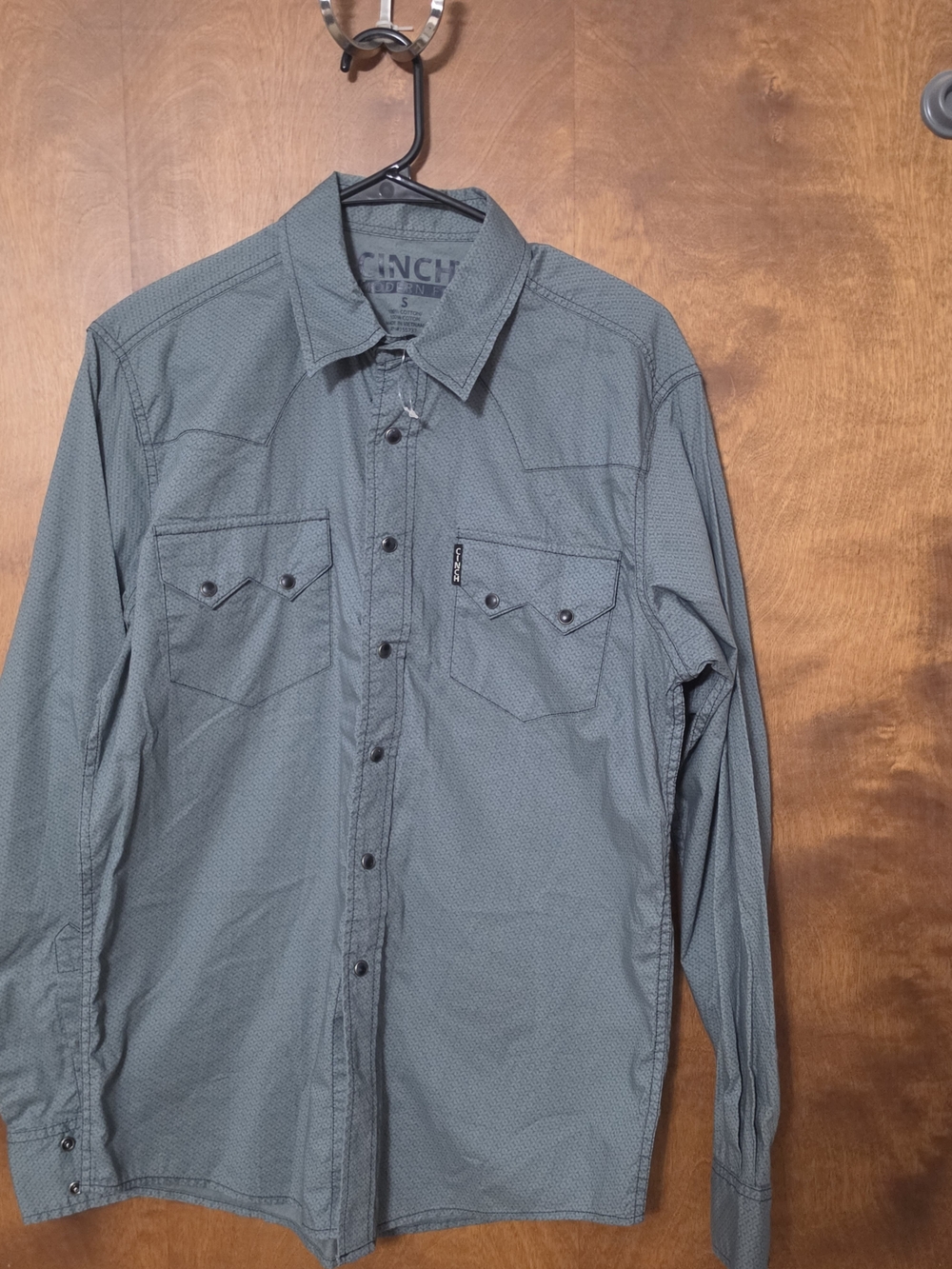 Cinch Modern Fit Long Sleeve Shirt in Sage Green Geometric